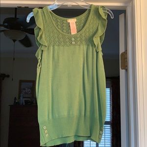 Tulle Adorable Green Knit Ruffle Sweater